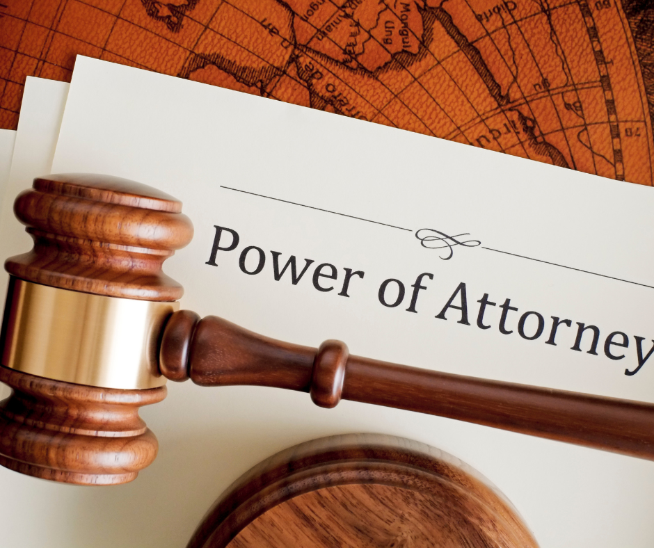 Power of Attorney paperwork with court hammer