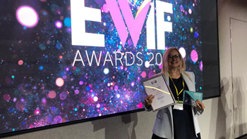 Lucy Right at Home CEO collecting her EWiF Award