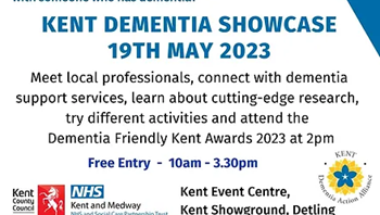 Image of Kent Dementia Showcase event flyer for the 19th May 2023