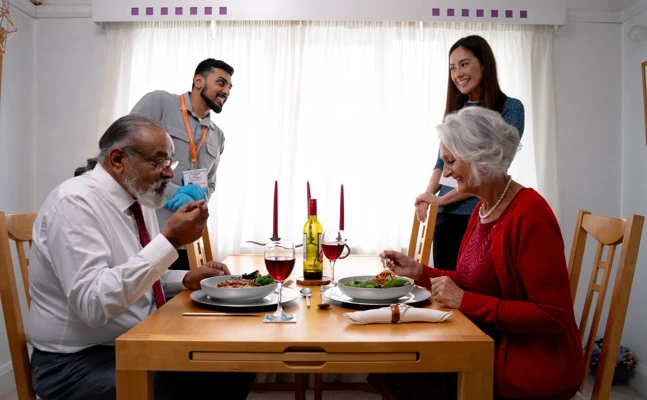 CareGiver helping client with mealtime