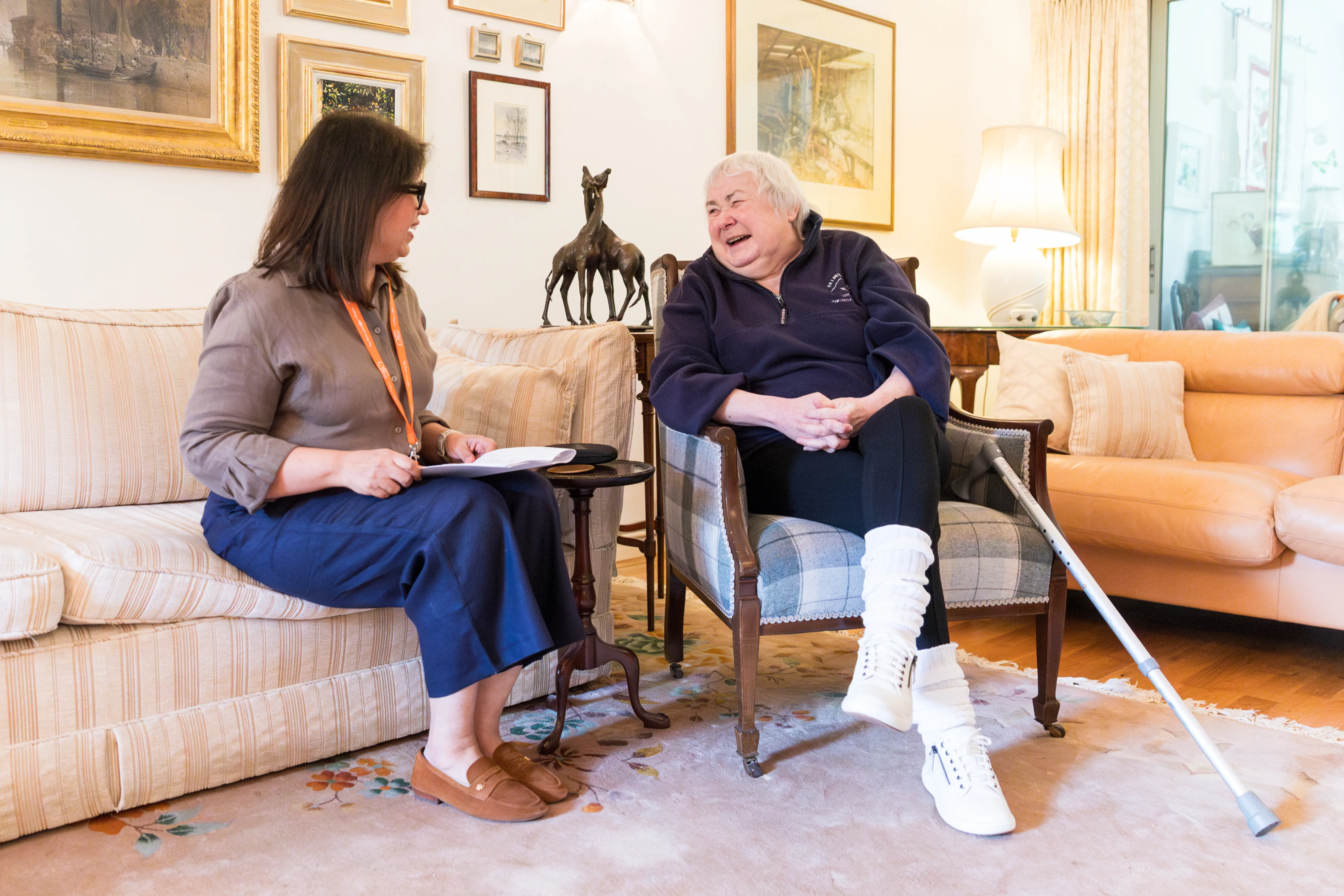 Reablement Client and Carer enjoying time together