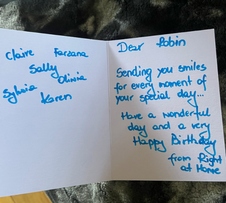 Signed birthday card