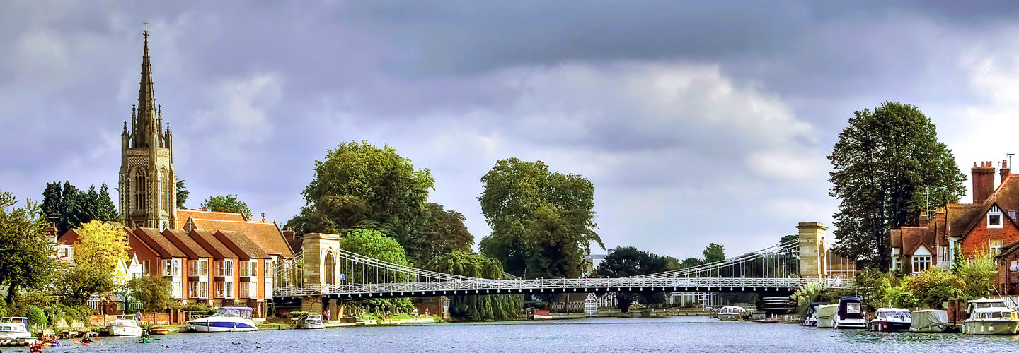 Bridge and Church on a sunny and light day in Marlow