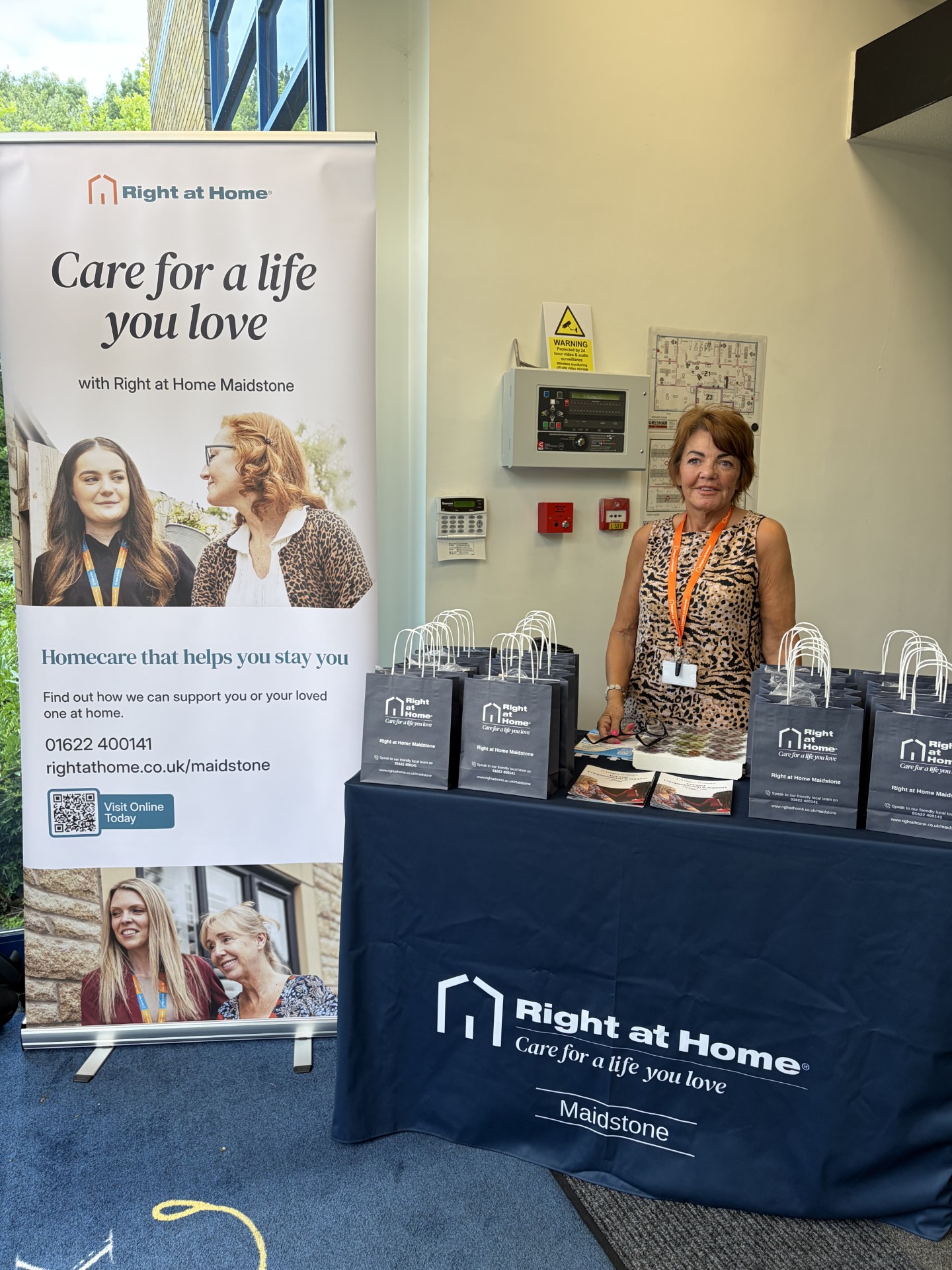 Right at Home Maidstone information stand welcoming attendees at Xcel Health's Living Well with Arthritis workshop.