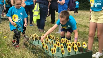Young children Playing Outside with Sunflowers for Mountbatten Hampshire