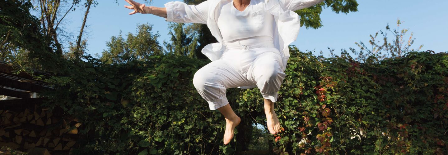 Lady on trampoline