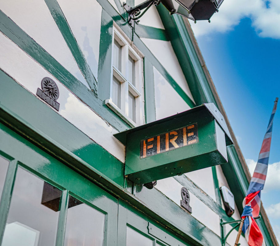 Lamp and window in Shifnal Old Fire Station 