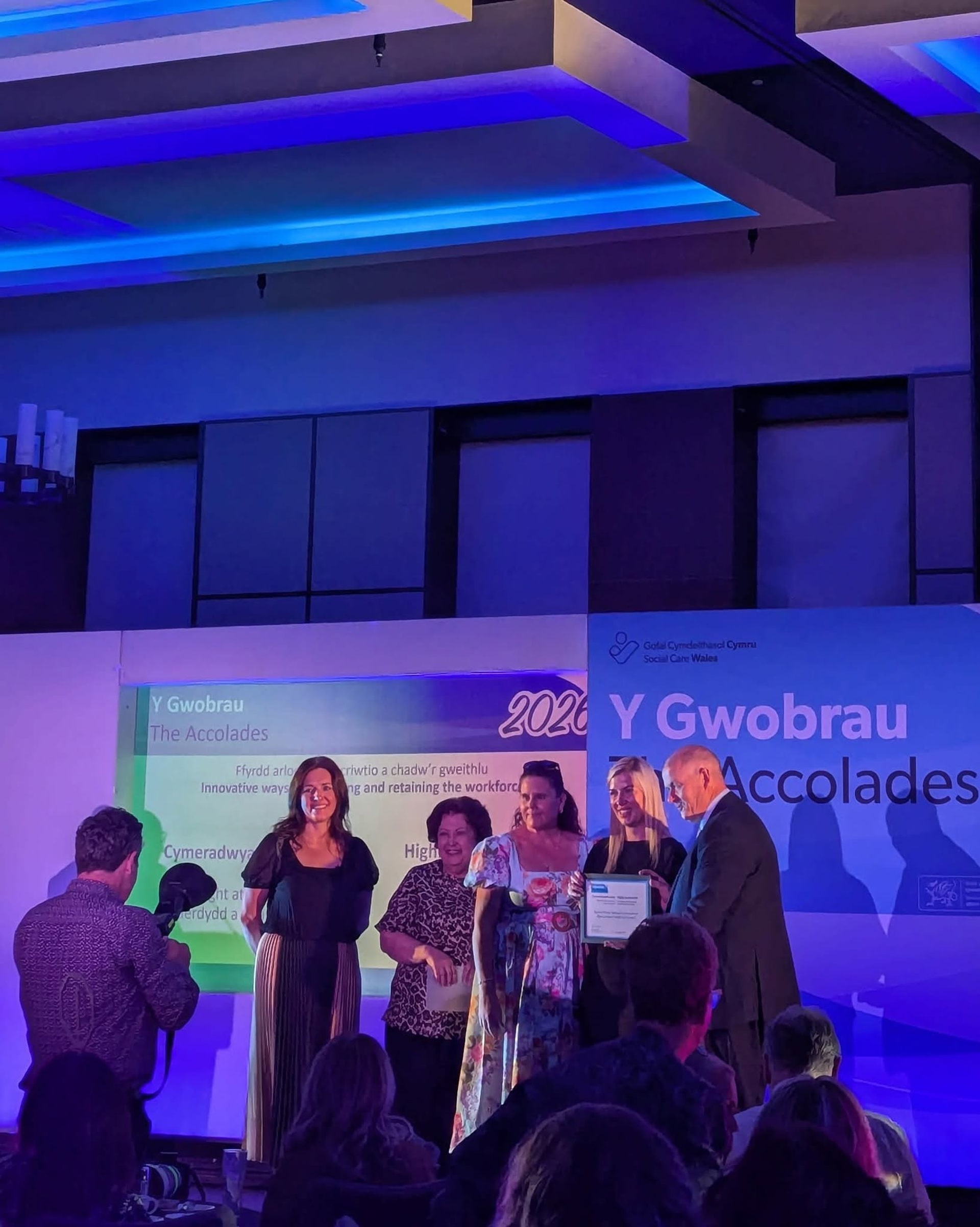 Steph and Holly accepting highly commended for the Innovative ways of recruiting and retaining the workforce award for Right at Home