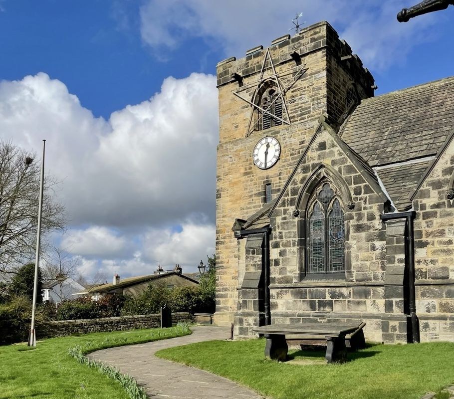 St Peter's Church in Rawdon, a local landmark visited during the Walk for Hearts fundraising challenge.