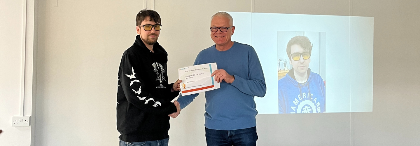 Tyler wins Right at Home Employee of the Month for Nov 2023