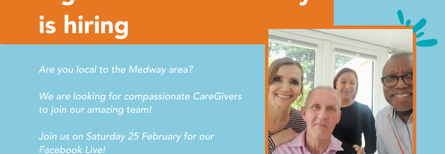 Advertisement for Facebook live feed on 25th February 2023 showing picture of client, his wife, his CareGiver and the owner of the care company