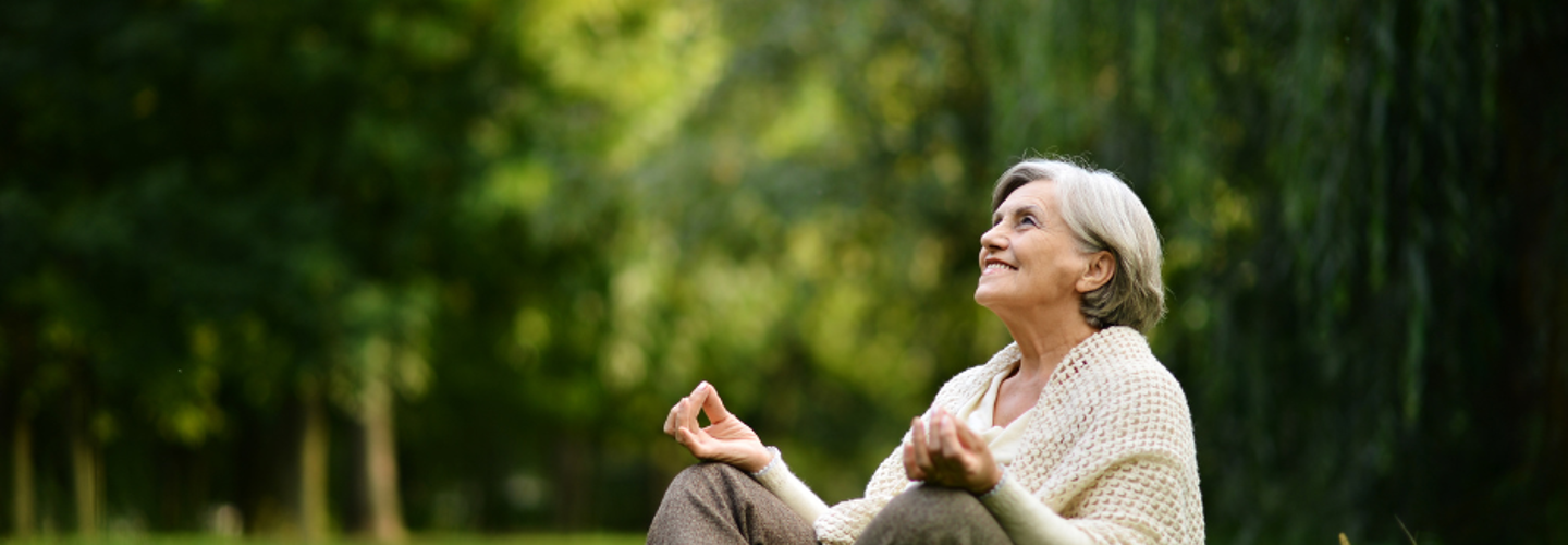 Mindful happy senior