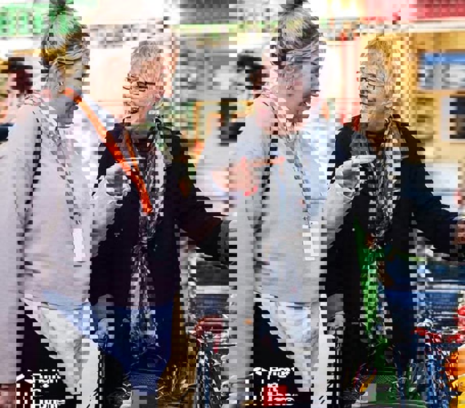 Our client and carer enjoying a lovely walk out to the market together