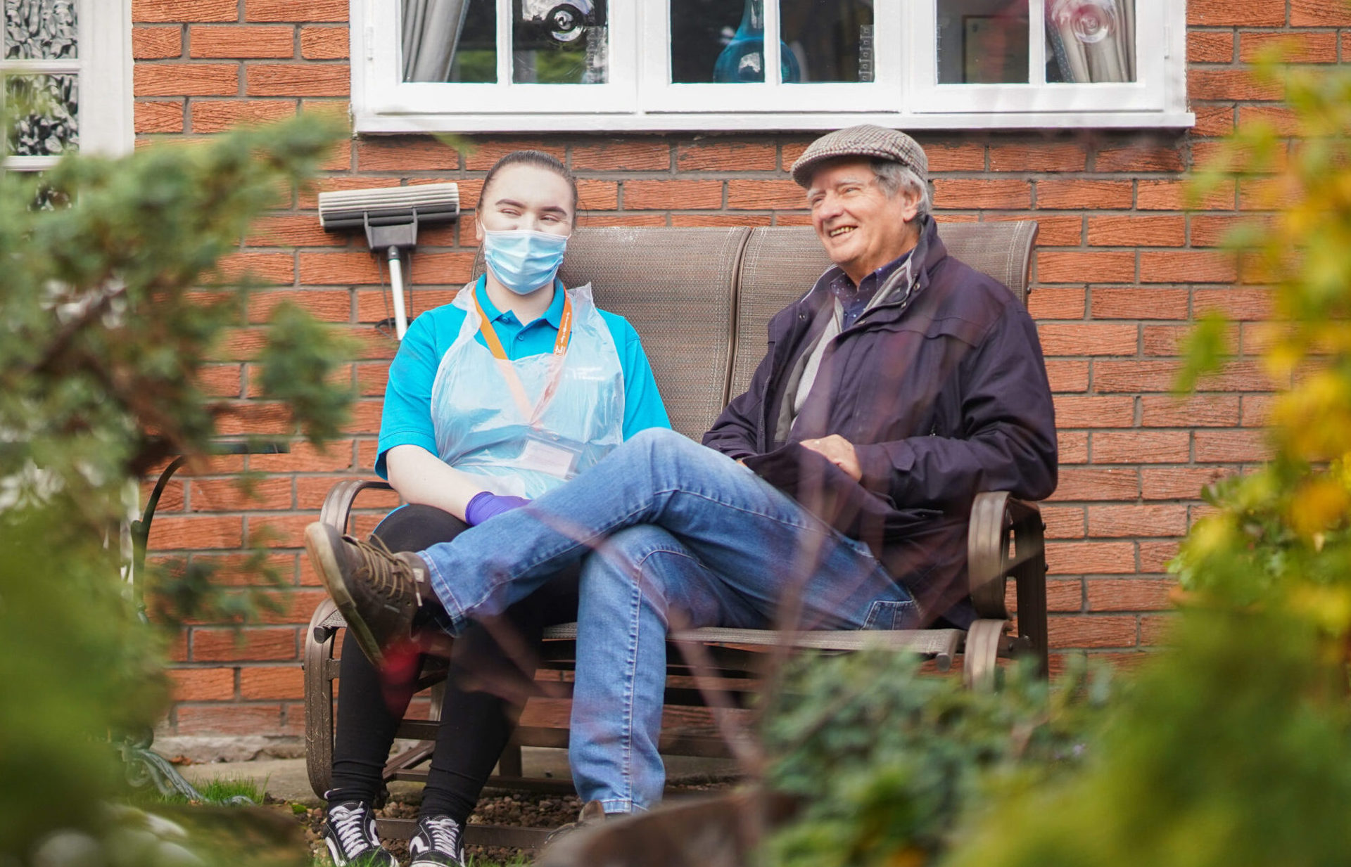 Client and CareGiver in the garden