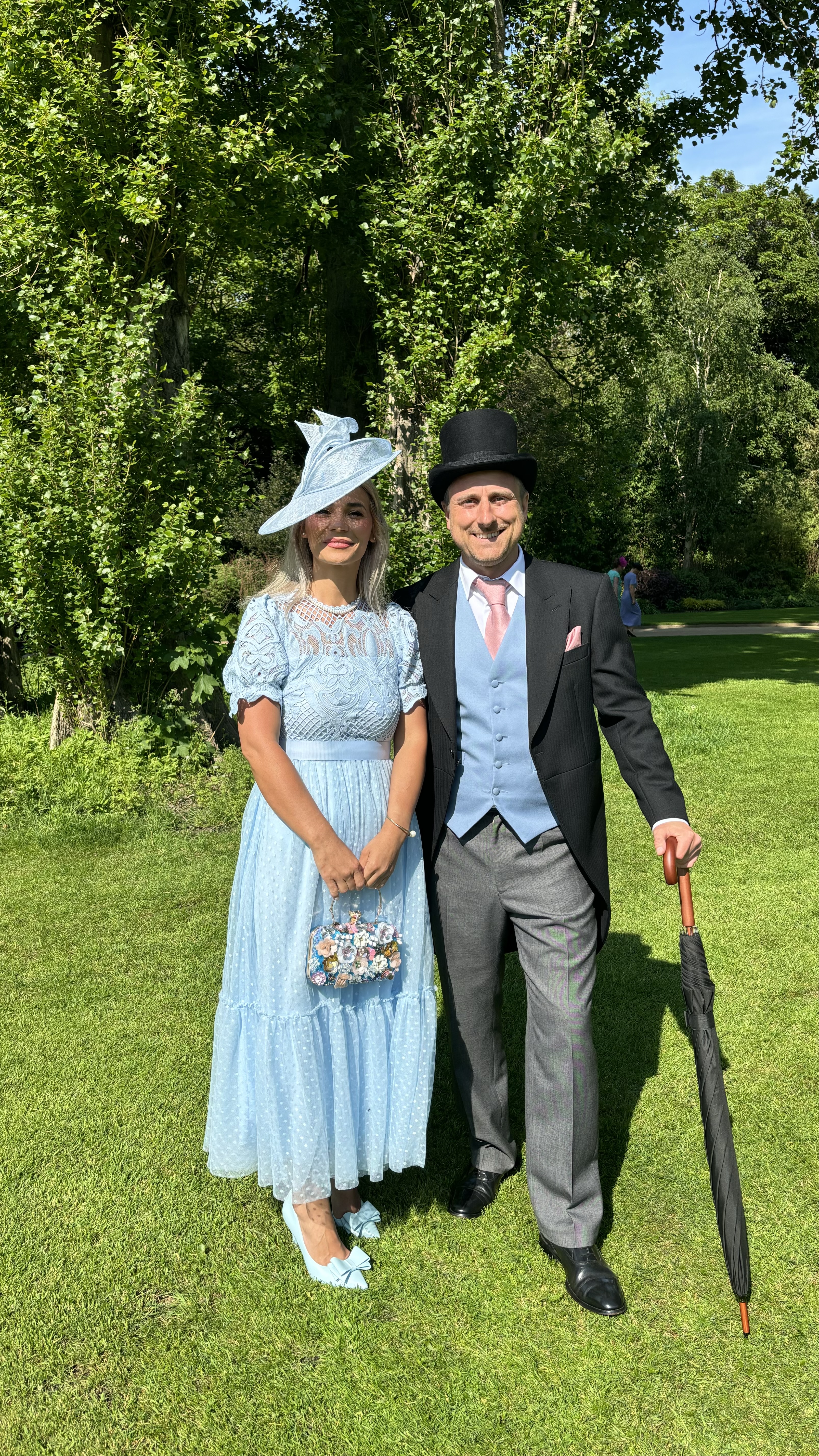 steve and veronica dressed up in park