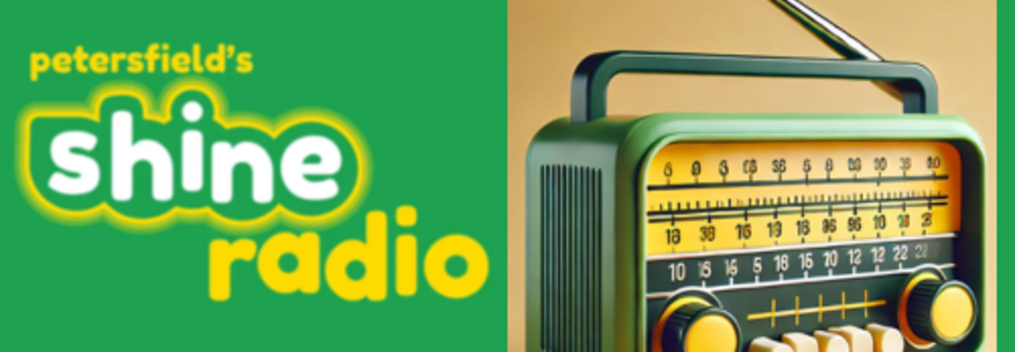 Shine Radio logo and image of a radio