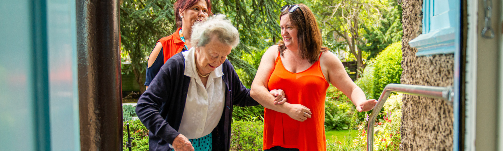 CareGiver and Client entering home after day out