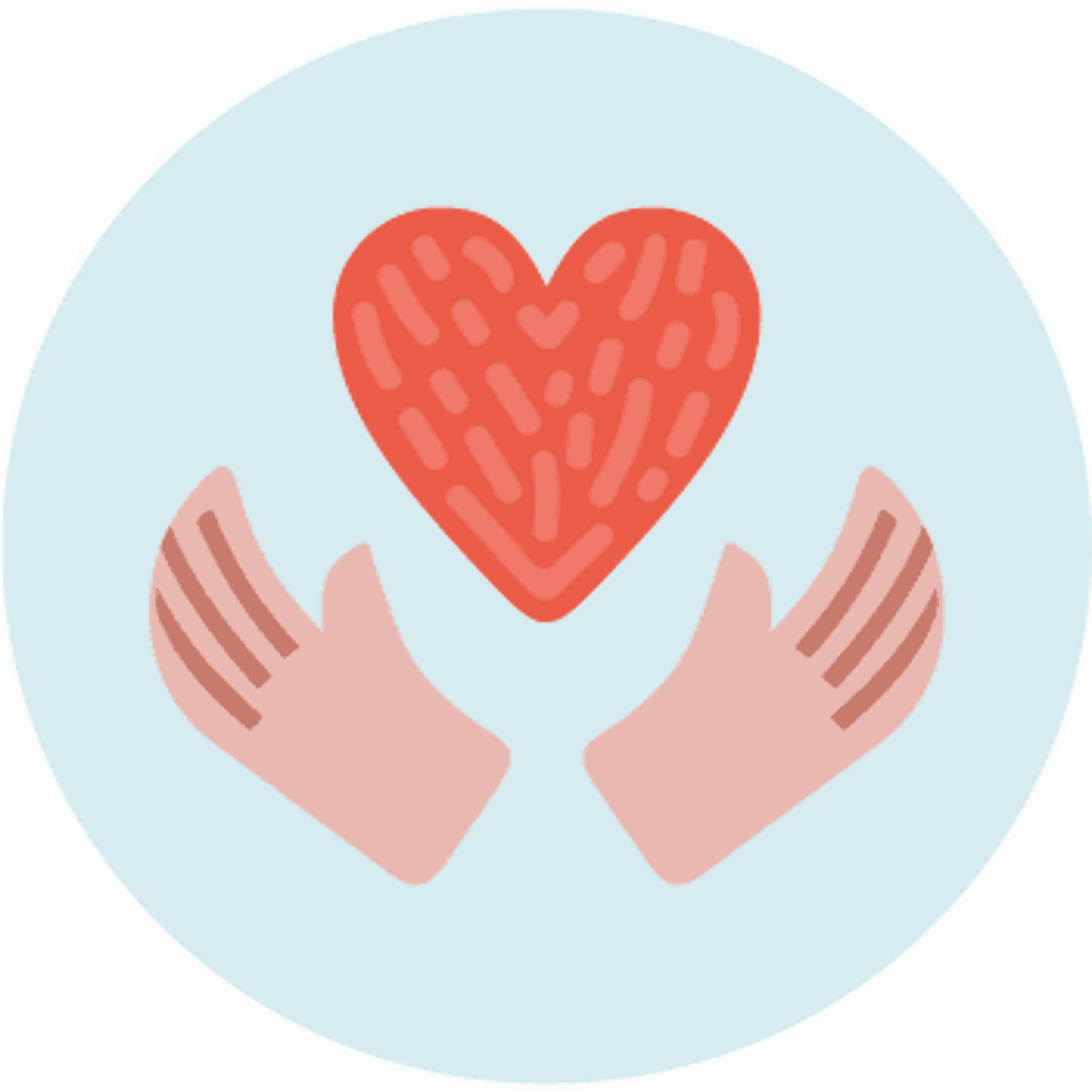 Care giver hands around a heart
