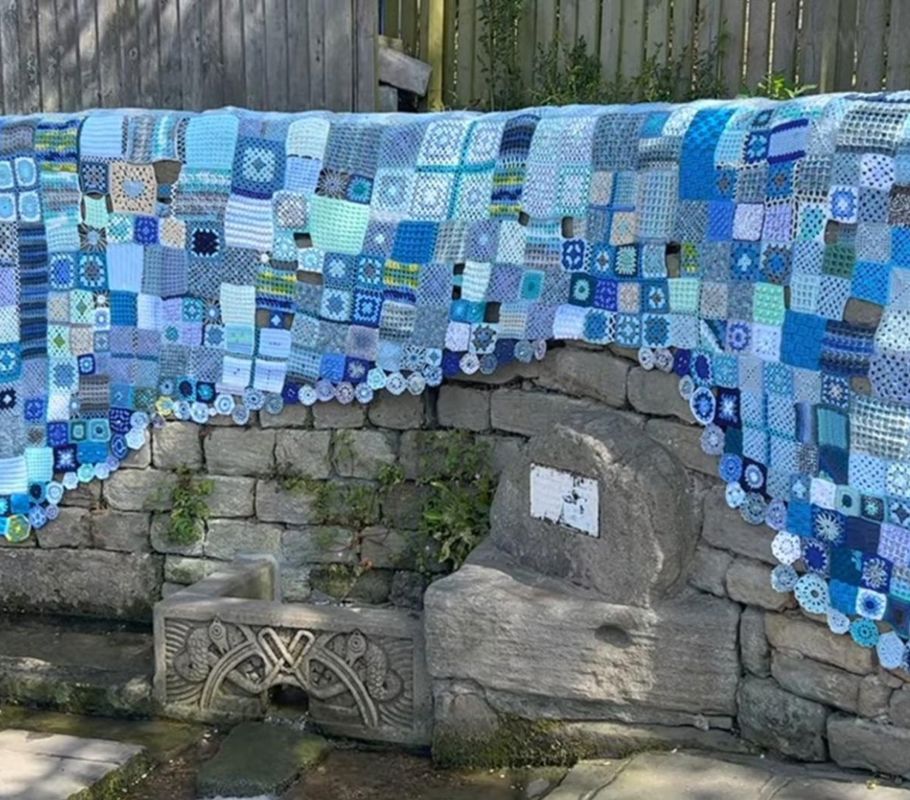 guiseley wells with mural