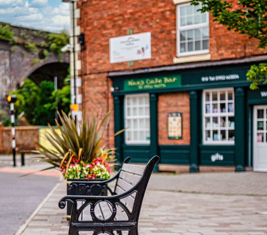 bench on street in shifnal