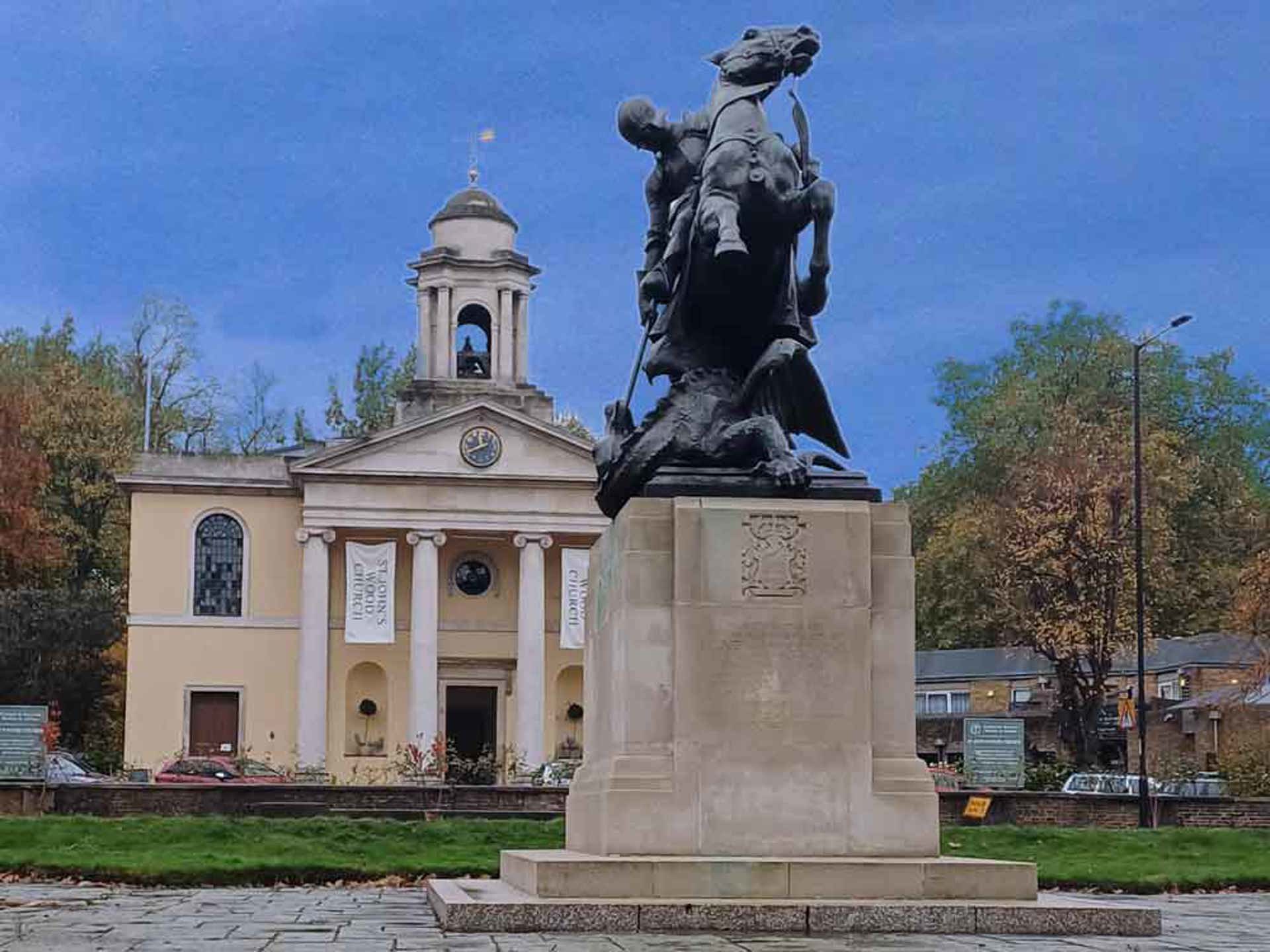 statue outside st johns wood church