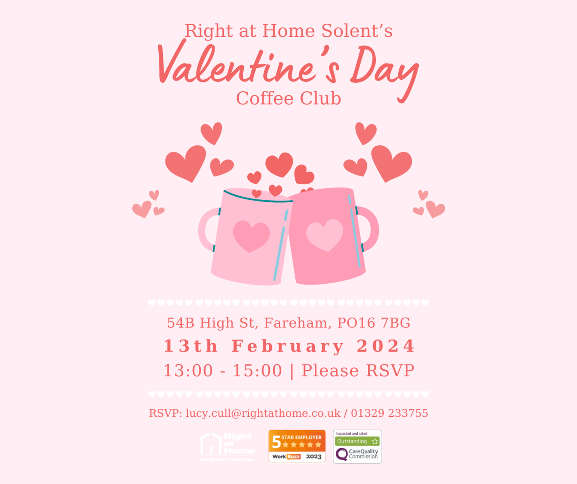 Right at Home Solent Valentine's Day Coffee Club Poster