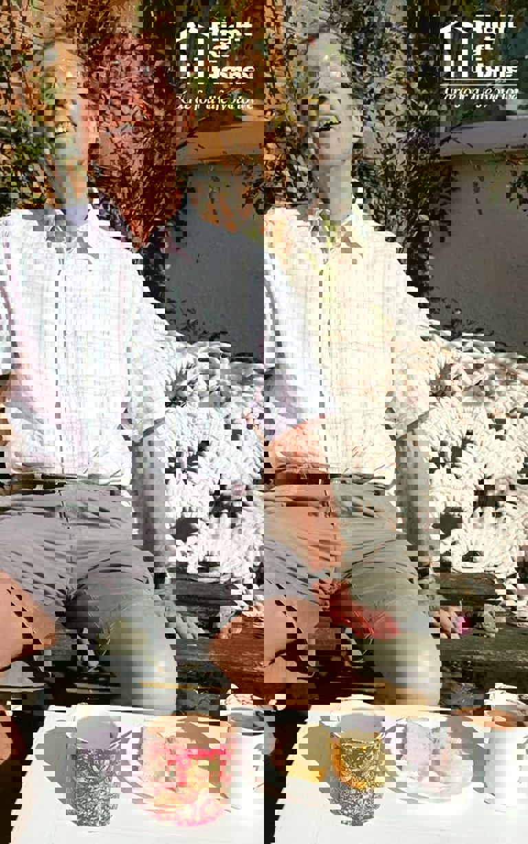 A lovely moment of our client relaxing in the sunshine with a big smile