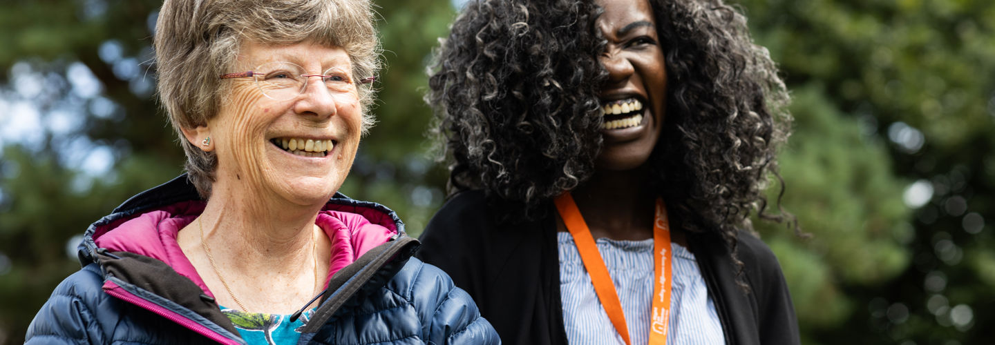 A Client and CareGiver demonstrating intergenerational relationship happiness