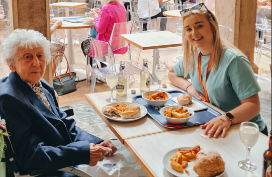 Doreen with Carer Emma from Right at Home Grantham