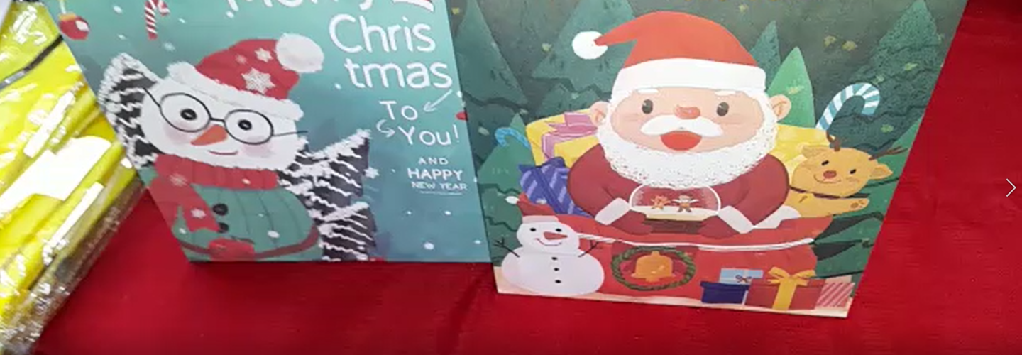 Picture of our gifts to our CareGivers on a table with red table clothe