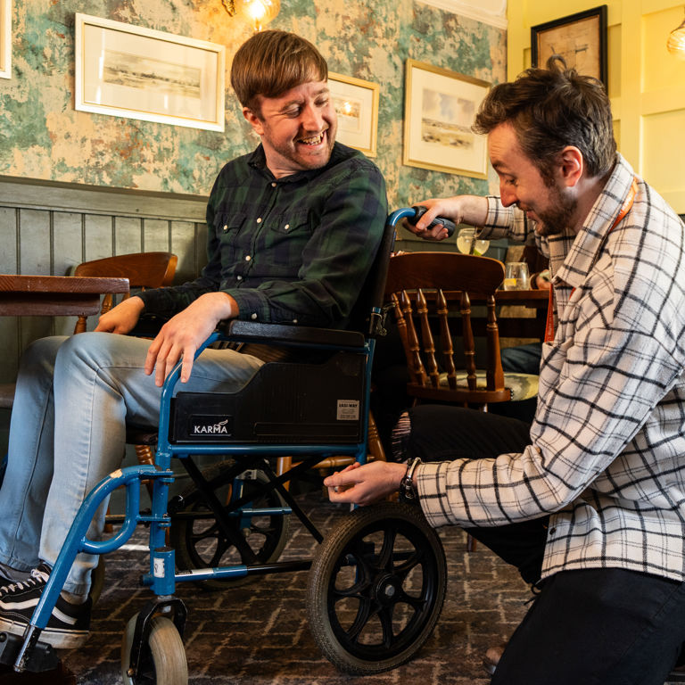 Client with Carer at the pub