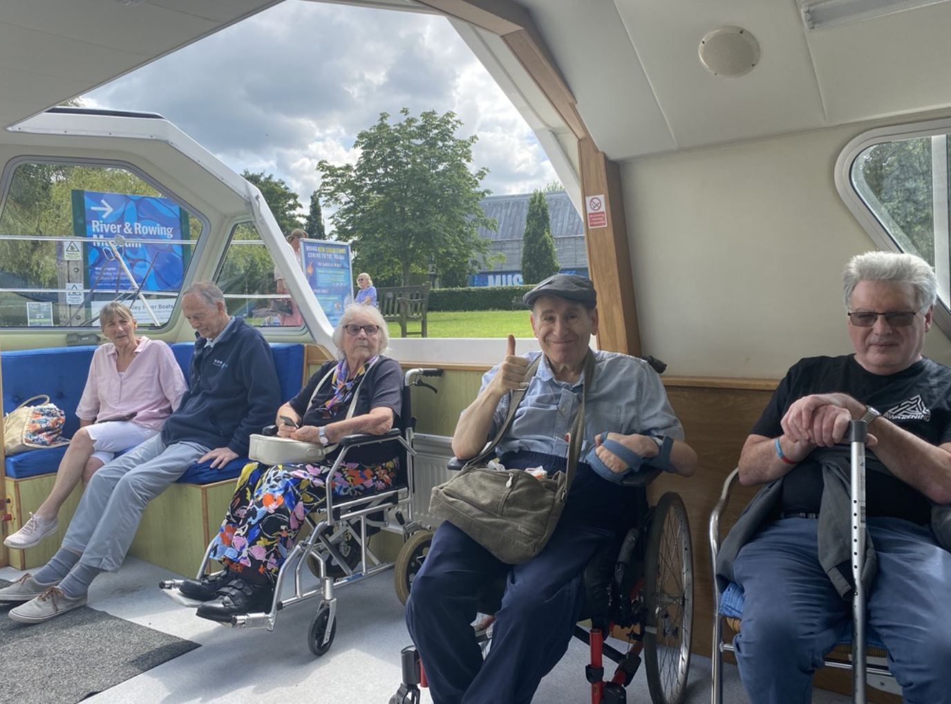 Clients sat on the river boat enjoying themlseves