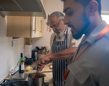 Carer providing live-in support to an older adult in their home