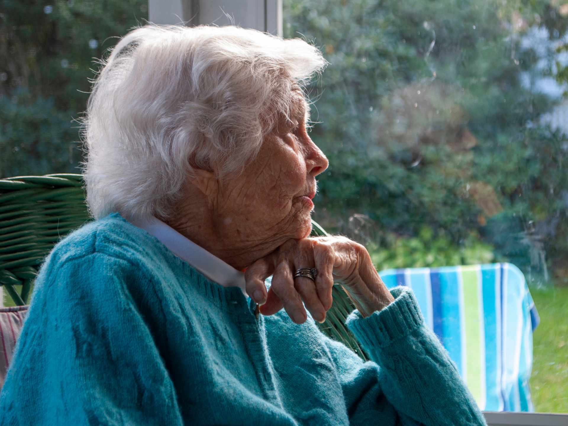 Live in care hampshire client looking out window